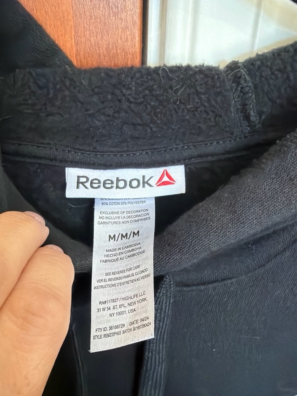 Reebok Black Pullover Hoodie with Small Logo - Picture 2 of 4